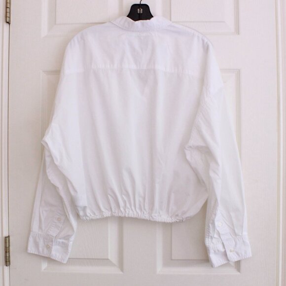 R13 Crossover Bubble Shirt in White Long Sleeve Cotton Button Down - Picture 10 of 15